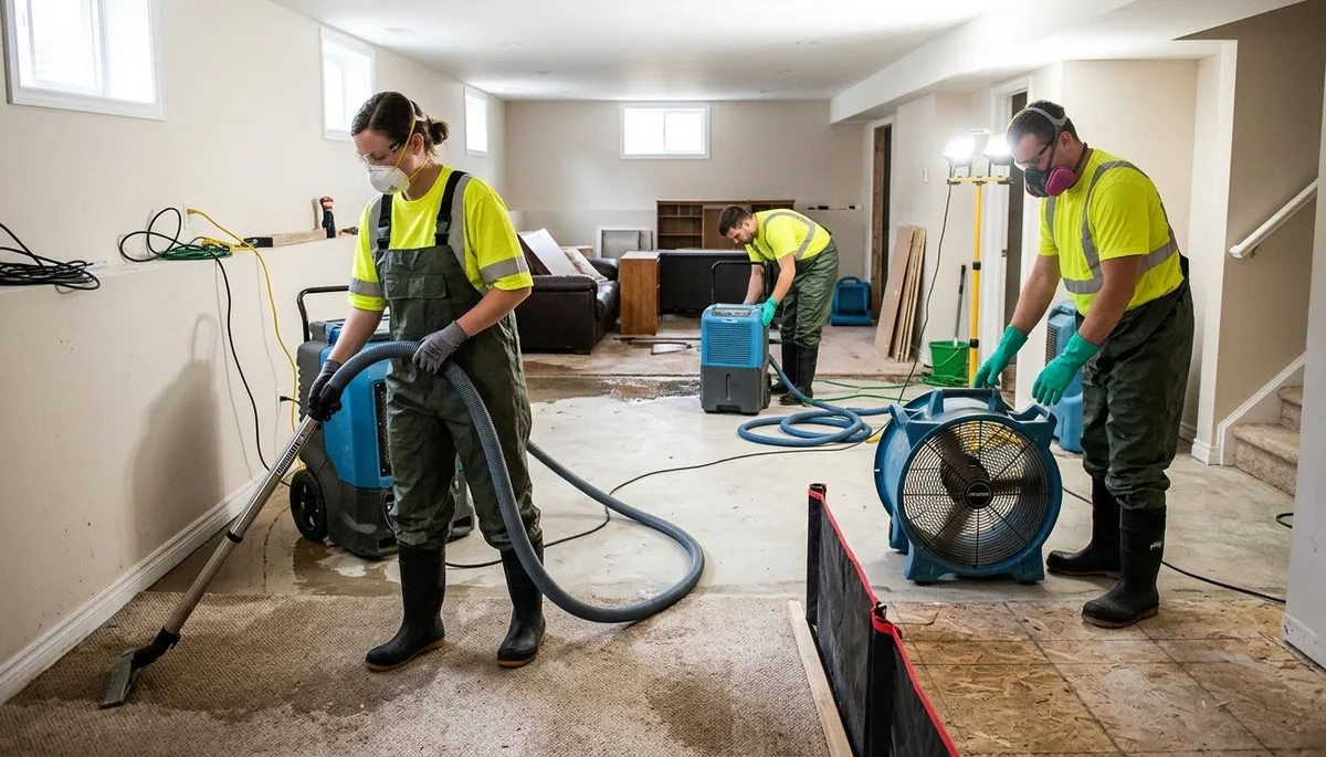 Basement flood cleanup in Greensboro, NC by water damage restoration professionals