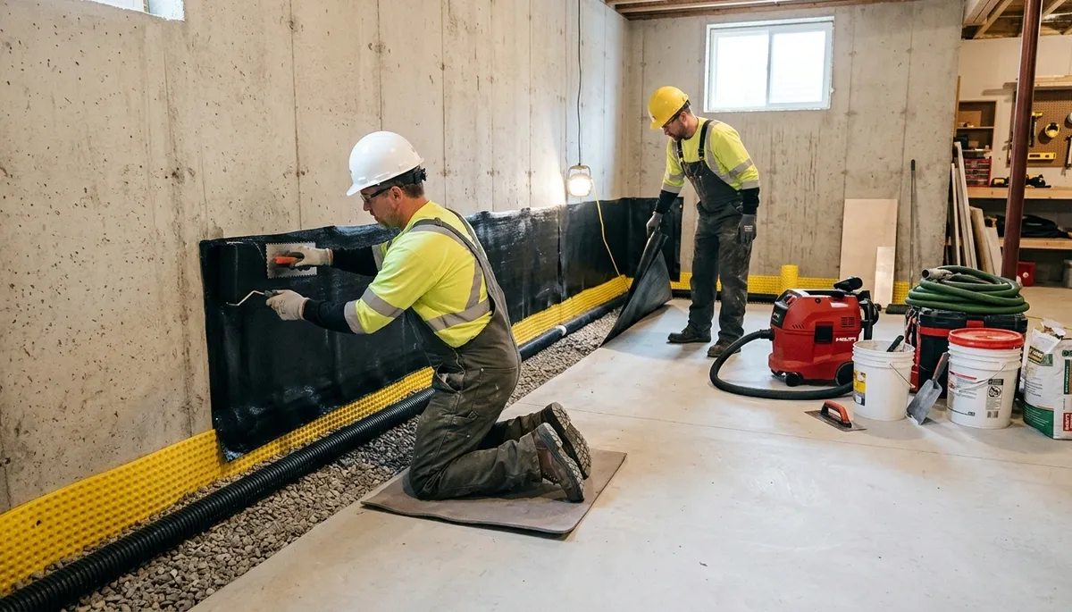 Basement waterproofing service in Greensboro, NC for water damage prevention and moisture control