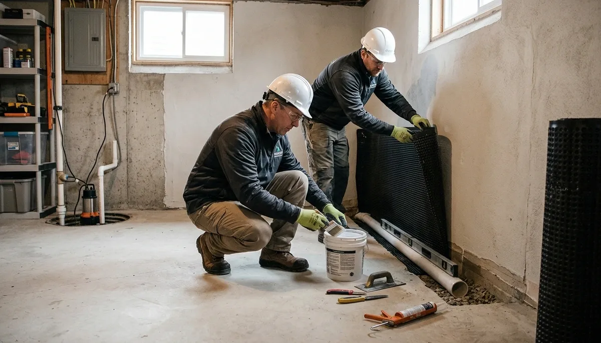 Basement waterproofing service in Greensboro, NC for water damage prevention and moisture control