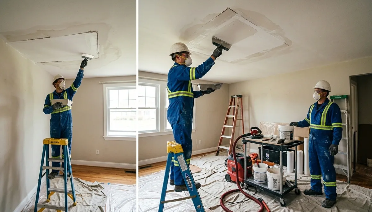 Ceiling water damage repair in Greensboro, NC for stained, sagging home ceilings