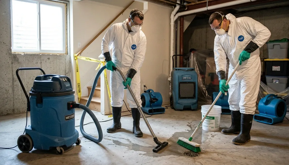 Sewer backup cleanup in Greensboro, NC by water damage restoration professionals