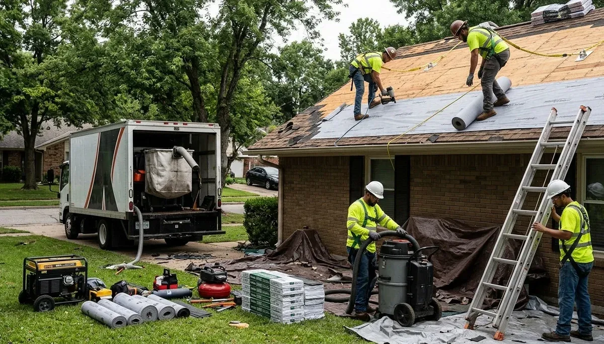Storm damage restoration crew serving Greensboro, NC with 24/7 water damage cleanup and repair