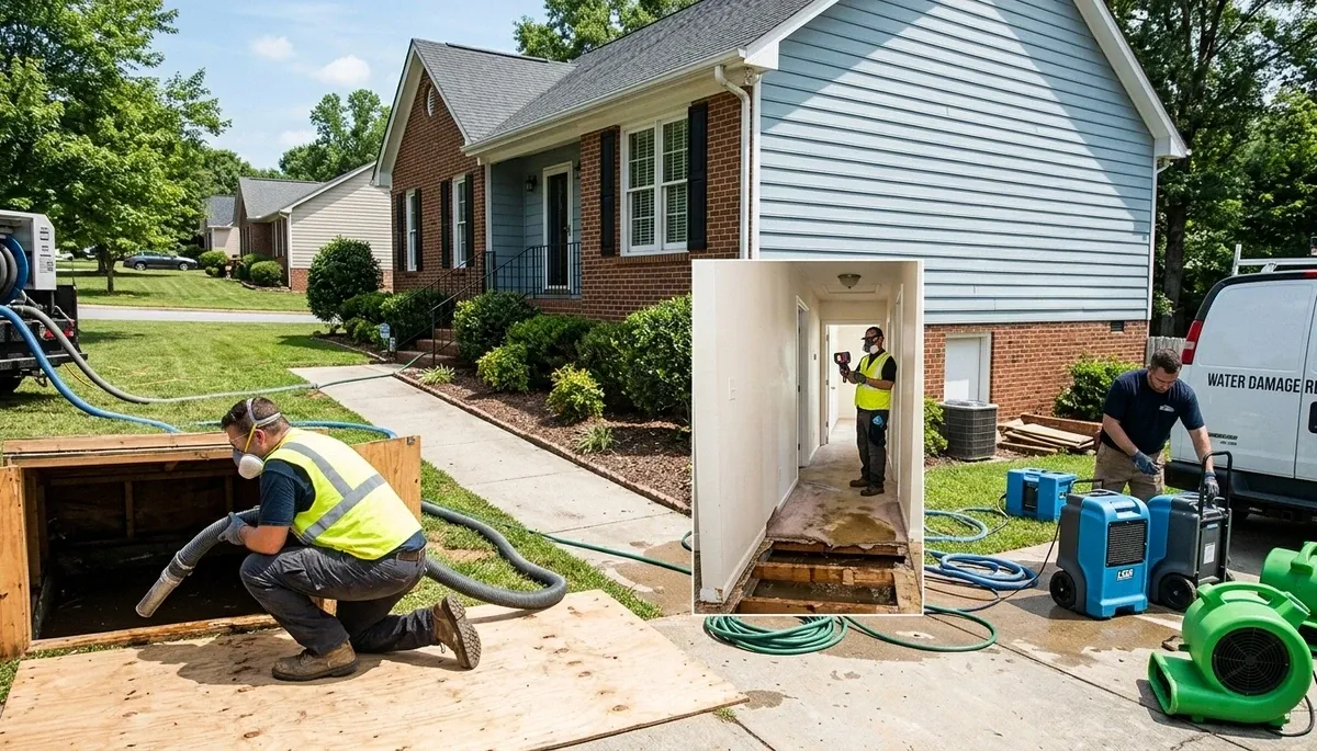 Water damage restoration team serving Greensboro, NC for fast water extraction and cleanup