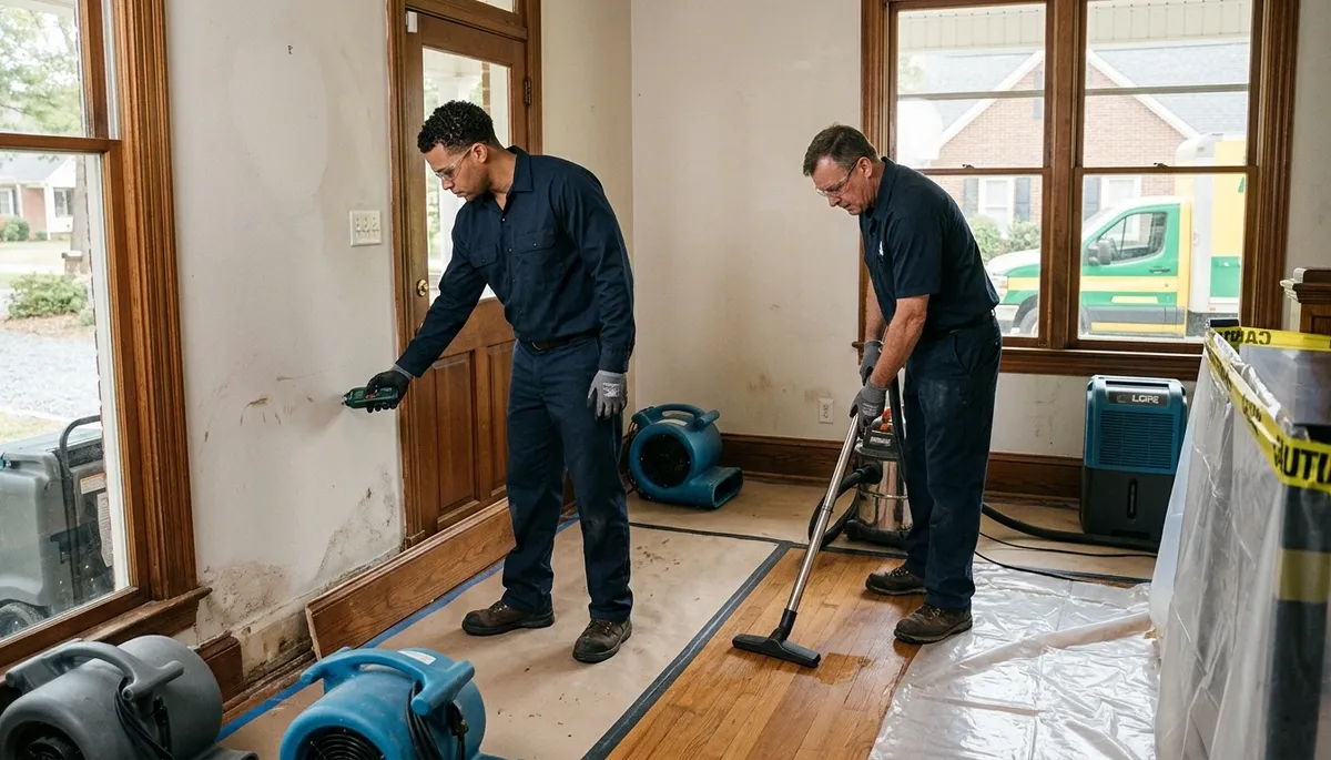 Water damage restoration team serving Greensboro, NC for emergency cleanup and repairs