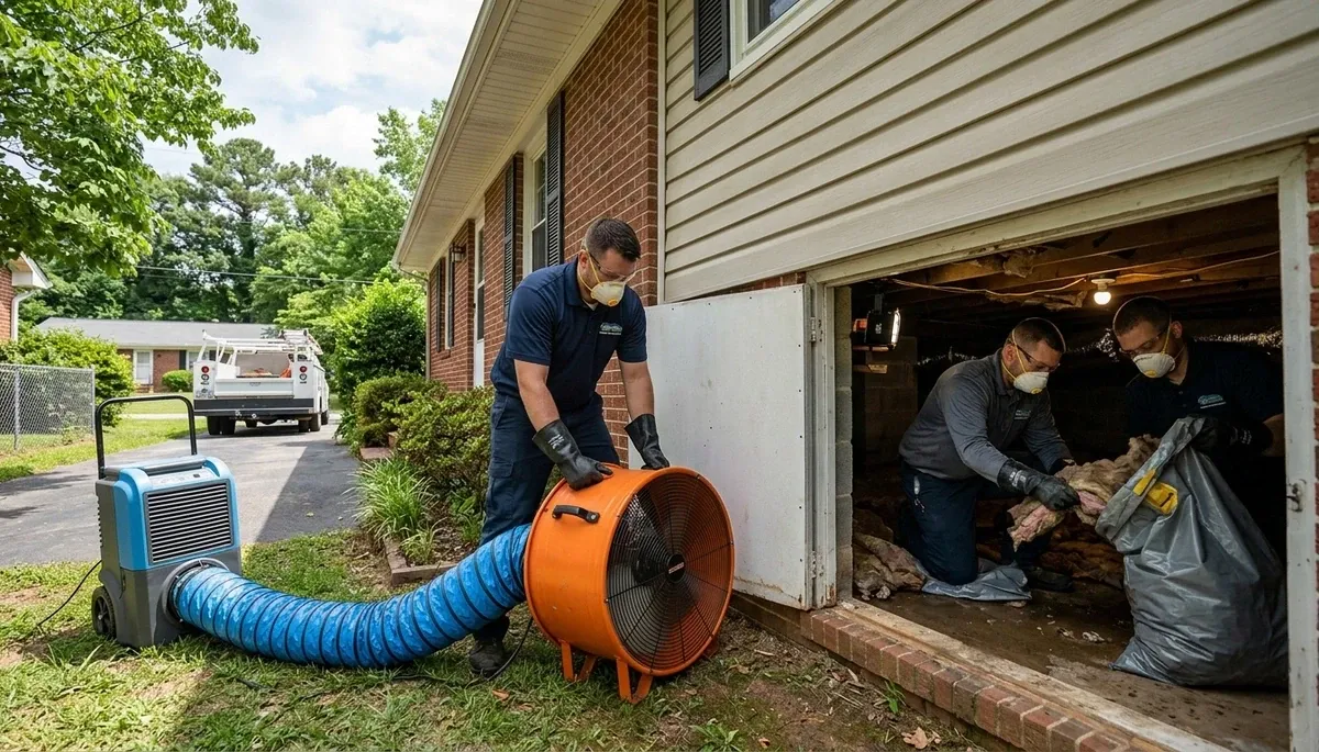 Water damage restoration team in Greensboro, NC providing cleanup and repair services