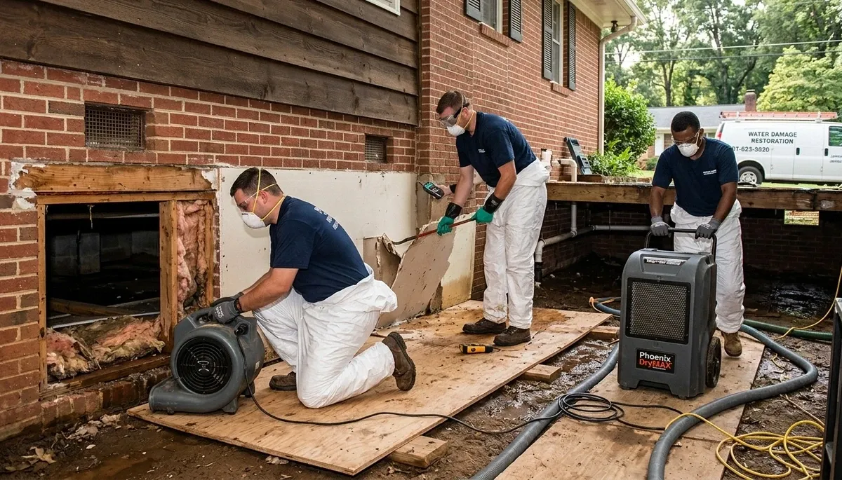 Water damage restoration team in Greensboro, NC providing emergency cleanup and repair services