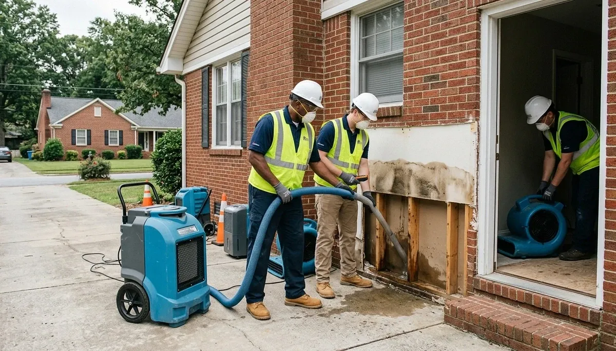 Water damage restoration team serving Greensboro, NC for fast emergency cleanup and drying