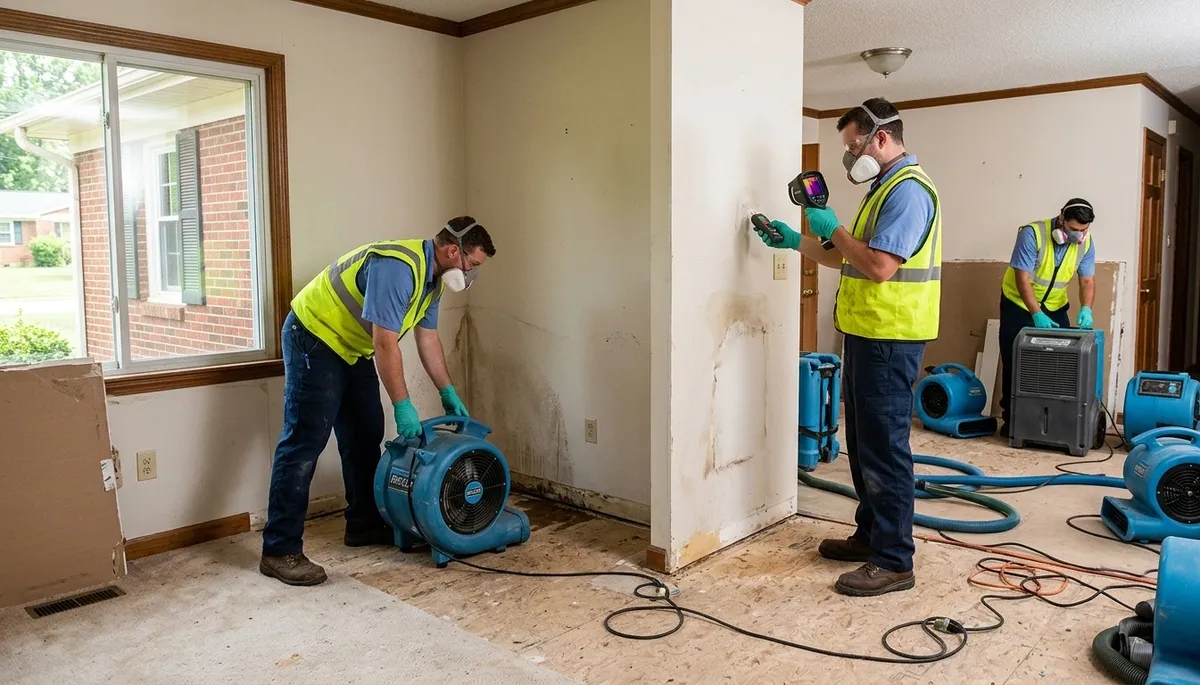 Water damage restoration team in Greensboro, NC providing emergency cleanup and drying services