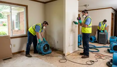 Water damage restoration team in Greensboro, NC providing emergency cleanup and drying services