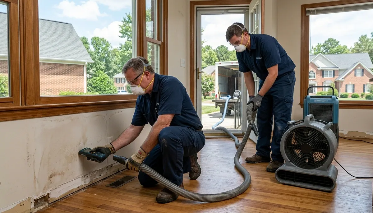 Water damage restoration team in Greensboro, NC handling emergency cleanup and drying services