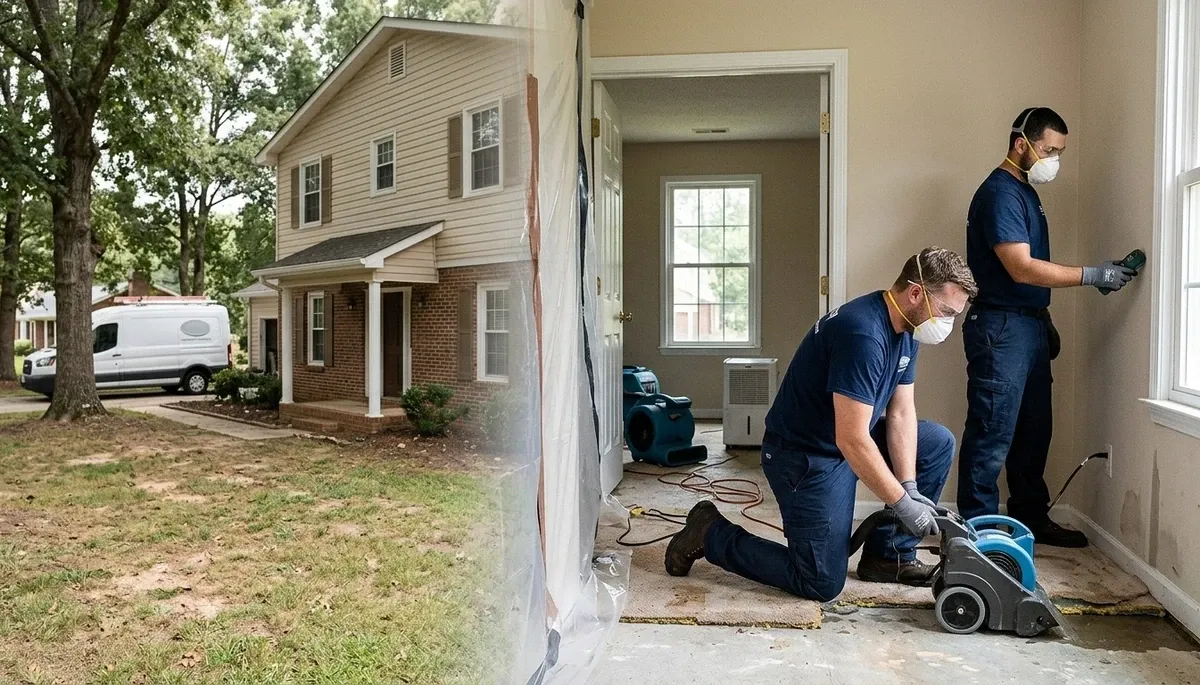 Water damage restoration team in Greensboro, NC providing emergency cleanup and drying services