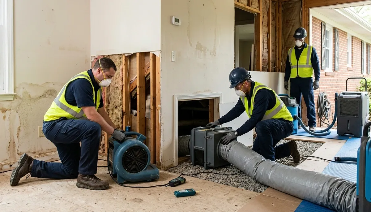 Water damage restoration team serving Greensboro, NC for emergency water cleanup and drying