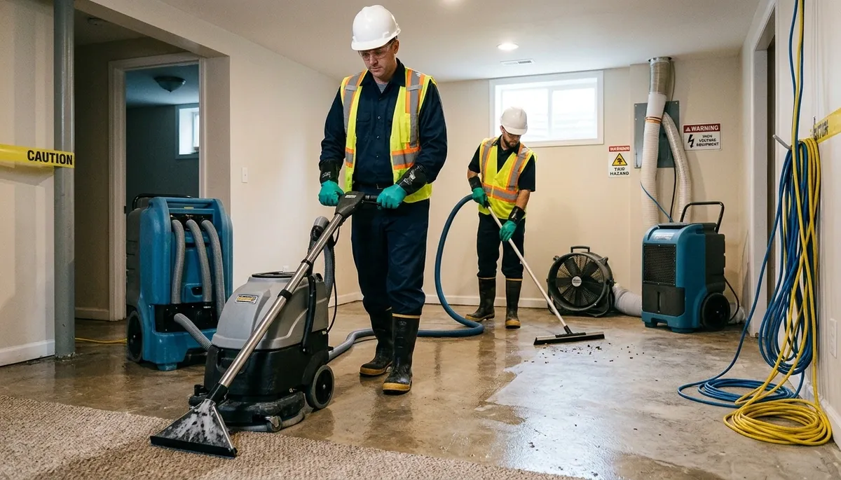 Water extraction technicians serving flooded Greensboro, NC homes after water damage