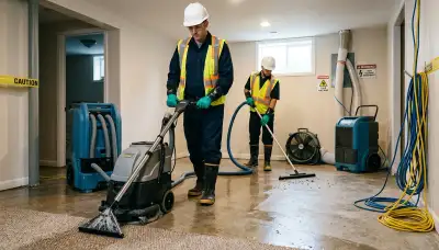 Water extraction technicians serving flooded Greensboro, NC homes after water damage